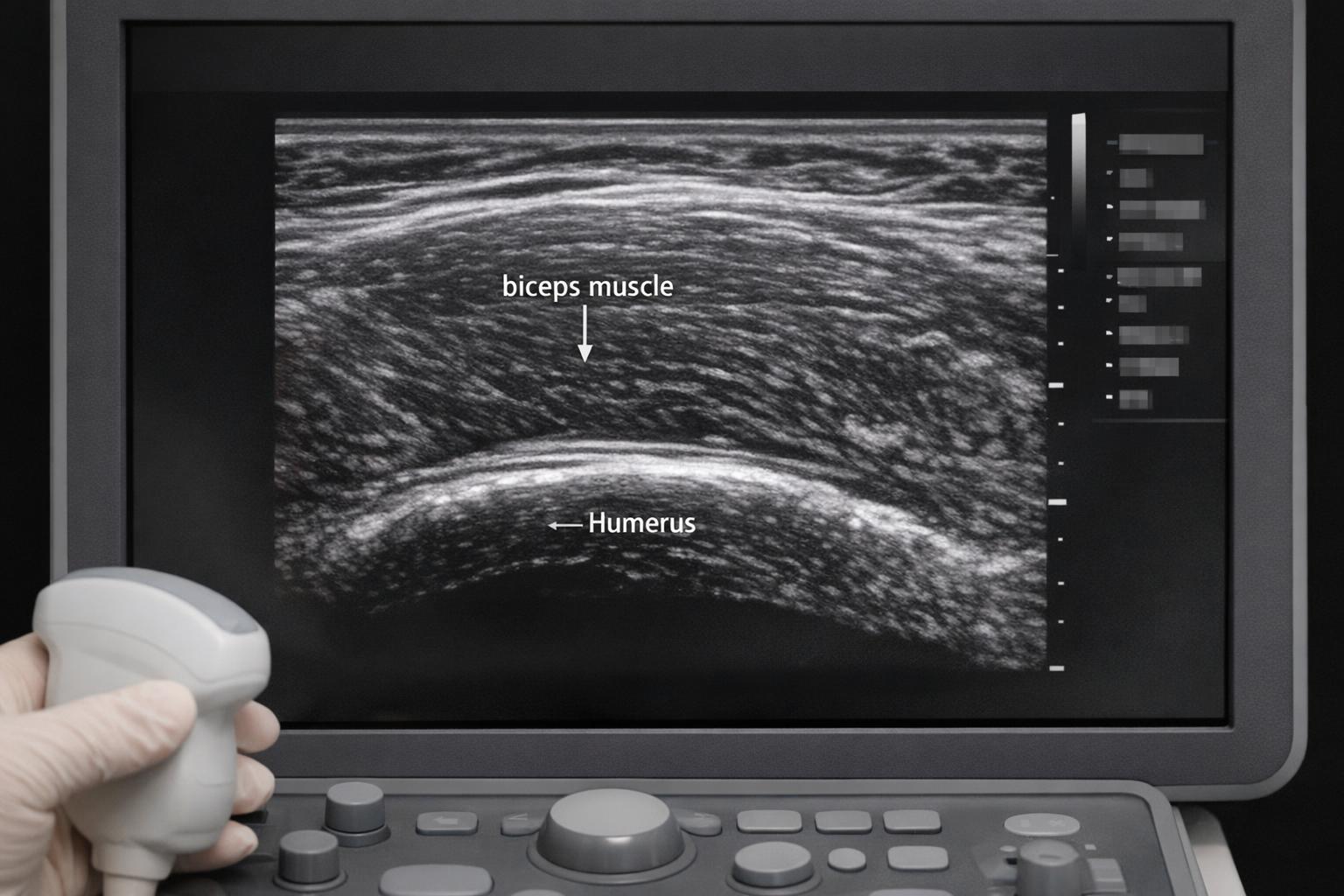 zdjecie_sonoanatomii_miesnia_bicepsa_na_ekranie_USG